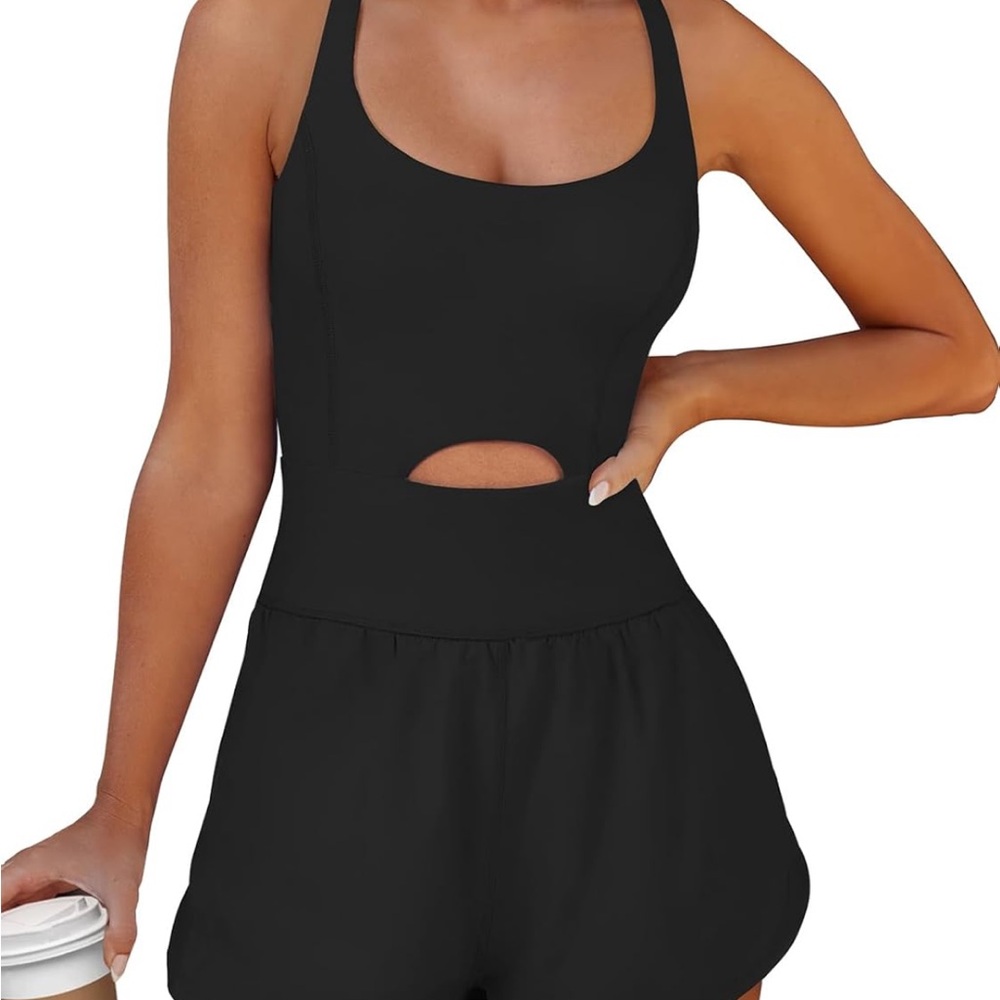 Black Cutout athletic Romper